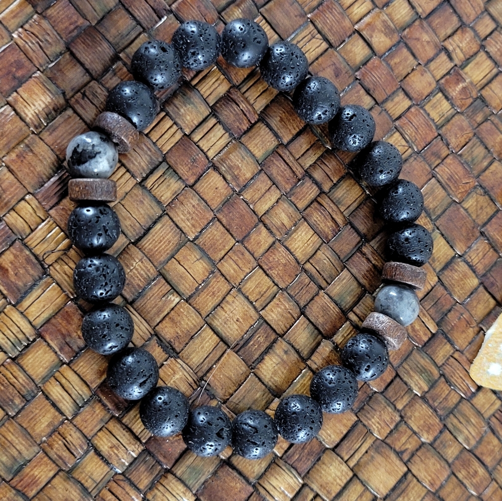 Bracelet of lava and Wood of sandalwood